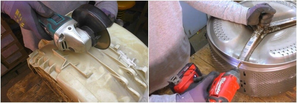 как сделать барбекю из барабана стиральной машины: фото демонтажа пластиковых элементов