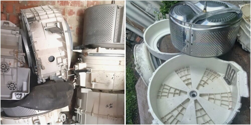 старый демонтированный барабан стиральной машины
