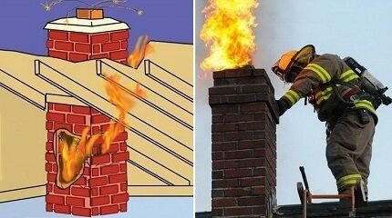Пожар в дымоходе
