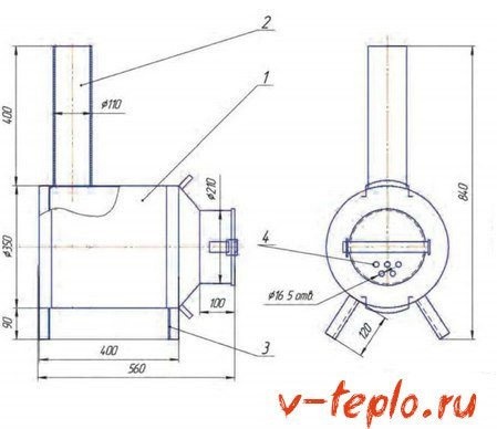 чертеж канистрового очага
