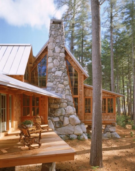 Облицовка дымохода камнем