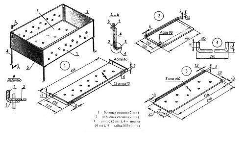 Схема изготовления барбекю на древесном угле