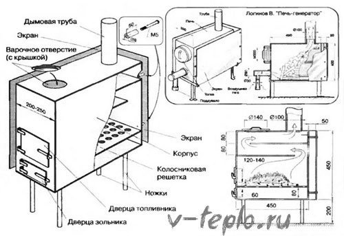 чертеж прямоугольного камина
