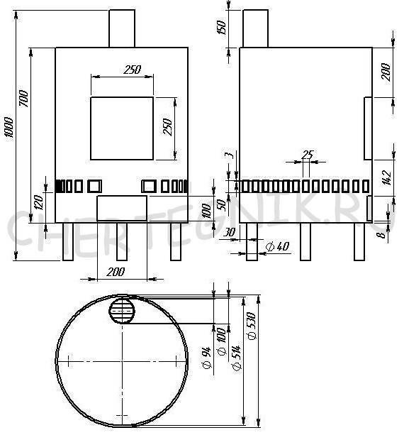 Самодельная пиролизная плита для дома и ванной комнаты