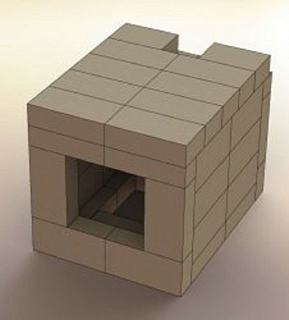 Завершение кладки - полное покрытие очага кирпичом.
