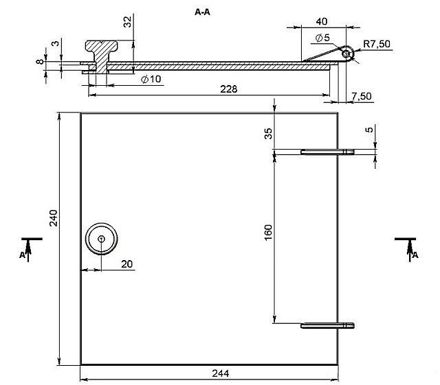 Основной чертеж люка печи
