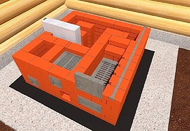 Седьмой ряд: сшивание боковой стенки с обрешеткой, установка колосника для малой топки и дверцы для большой топки
