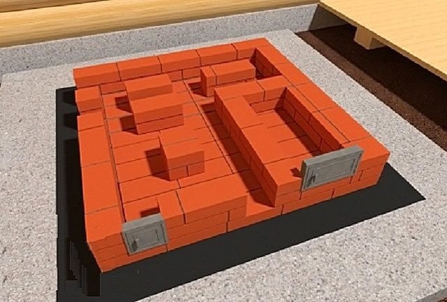 Третий ряд - установка чугунной двери
