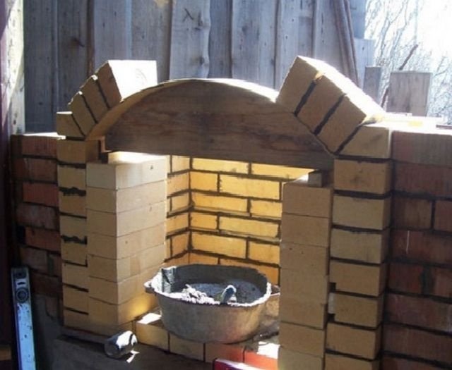 Если вы планируете сделать фигурную арку над очагом, необходимо подготовить материал для шаблона.
