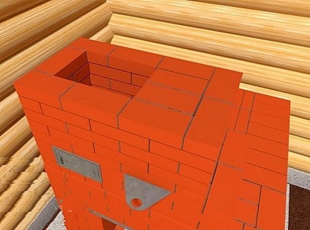 Подсоедините дымоход к дымовой трубе. Выше находится стена дымохода.
