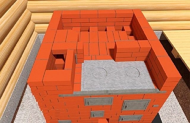 14 ряд: размещение отверстия дымохода.
