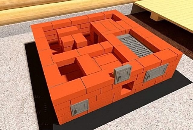 Пятый ряд - установлена большая колосниковая решетка и заслонка малой топки
