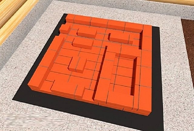 Во втором ряду начинается облицовка внутренних перегородок.
