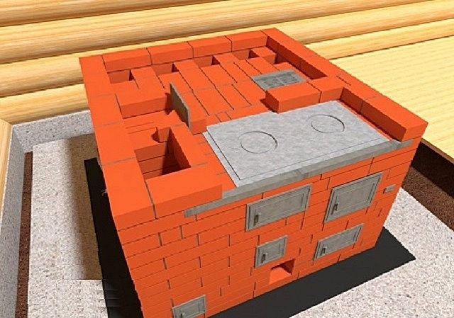 12-й ряд: начните формировать дымоход и стенки горнила.
