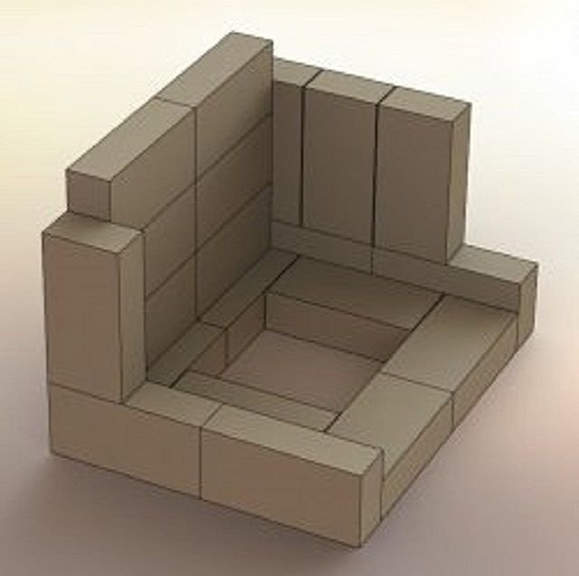 Кладочные работы на боковых стенках печи
