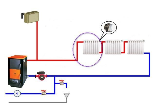Б. Радиаторы подключены по диагонали
