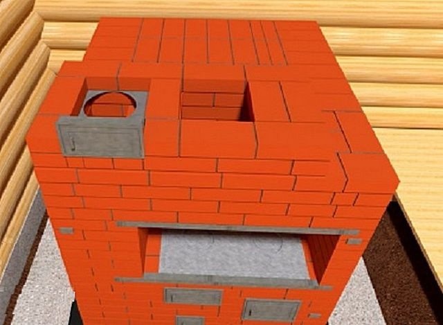 23-й ряд: сборка дверцы порта дымохода.
