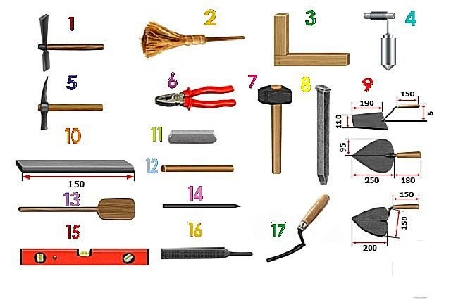 Инструменты для строительства плиты
