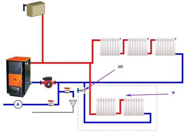 В. Дополнительный контур с регулирующим клапаном
