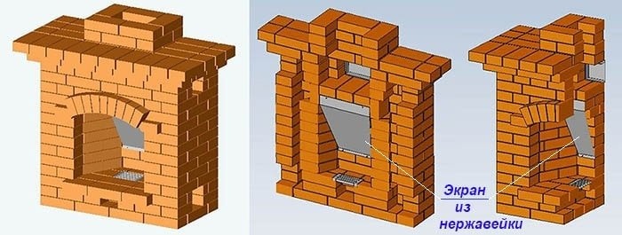 Вид в поперечном сечении мини-камина