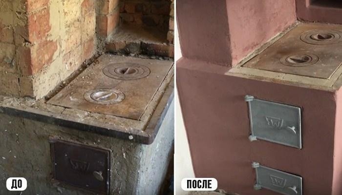 Кухня до и после штукатурки