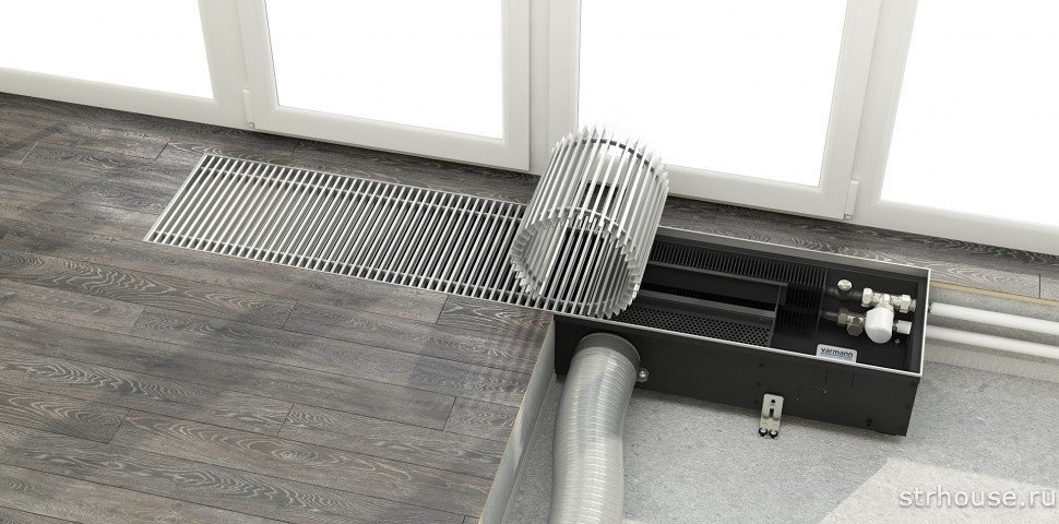Напольный конвектор с воздуховодами
